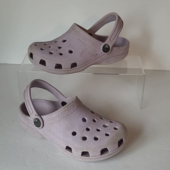 CROCS Toddler SZ 12 Classic Cayman Classic Clogs Heel Straps Light Purple - Picture 2 of 7